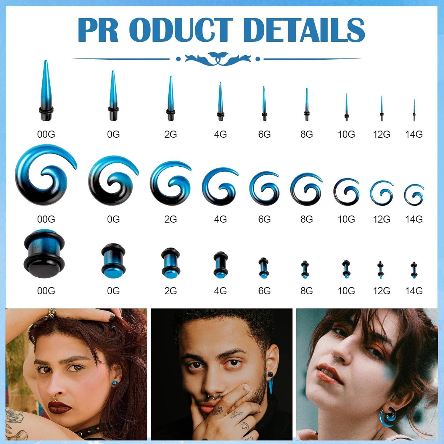 Kit de Estiramiento de Orejas 54 Piezas Acrílico 00G-14G