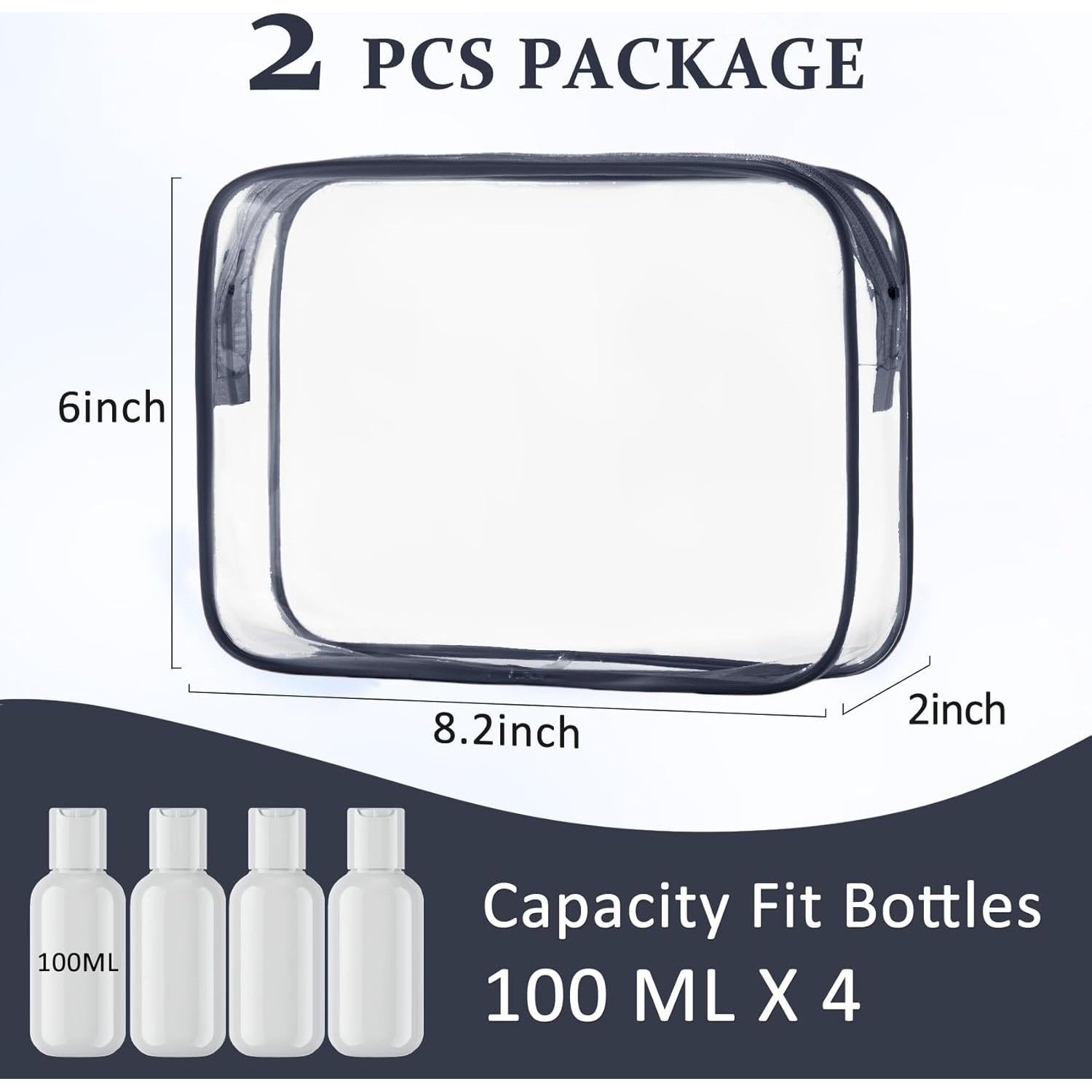 Bolsa de Maquillaje Transparente COSHAYSOO 2 Piezas Aprobadas TSA