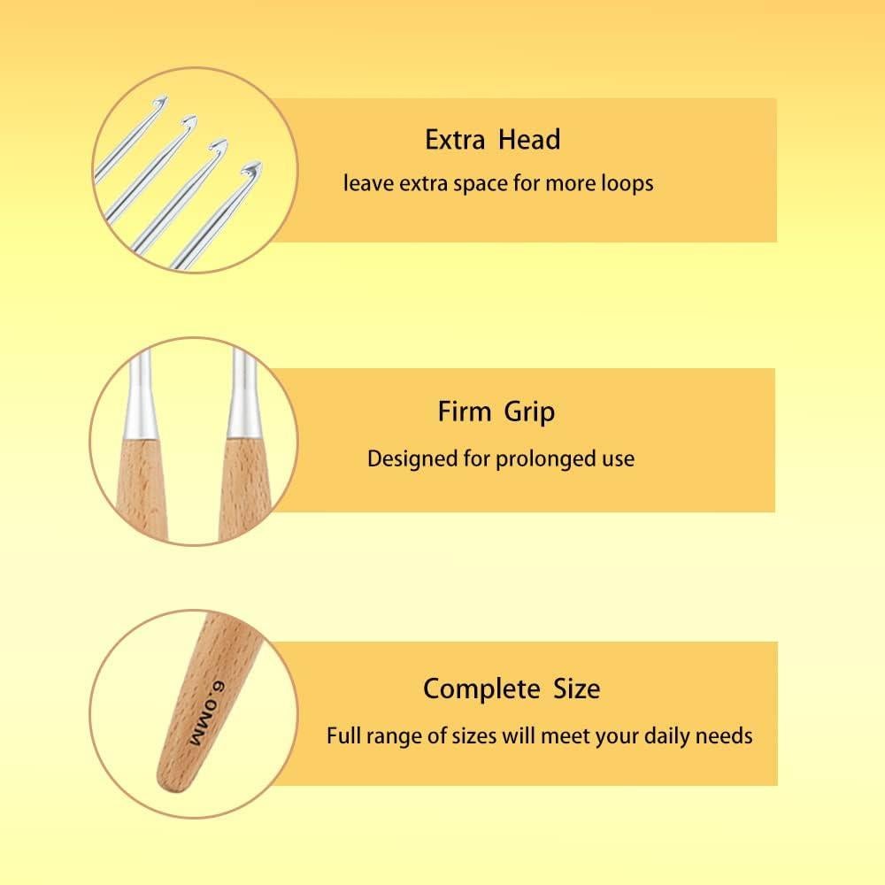 Juego de Ganchillos Ergonómicos Yarniss 3.0mm a 6.0mm con Estuche