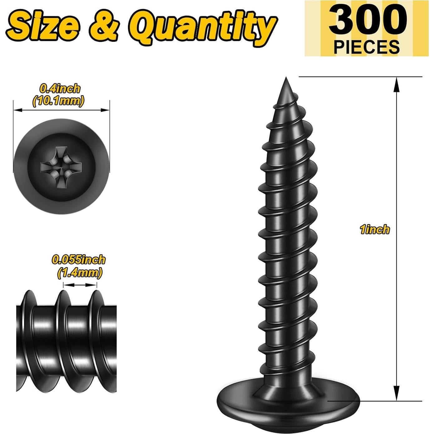 Tornillos de Madera Autoperforantes Mywish #8 x 2.54cm Negros