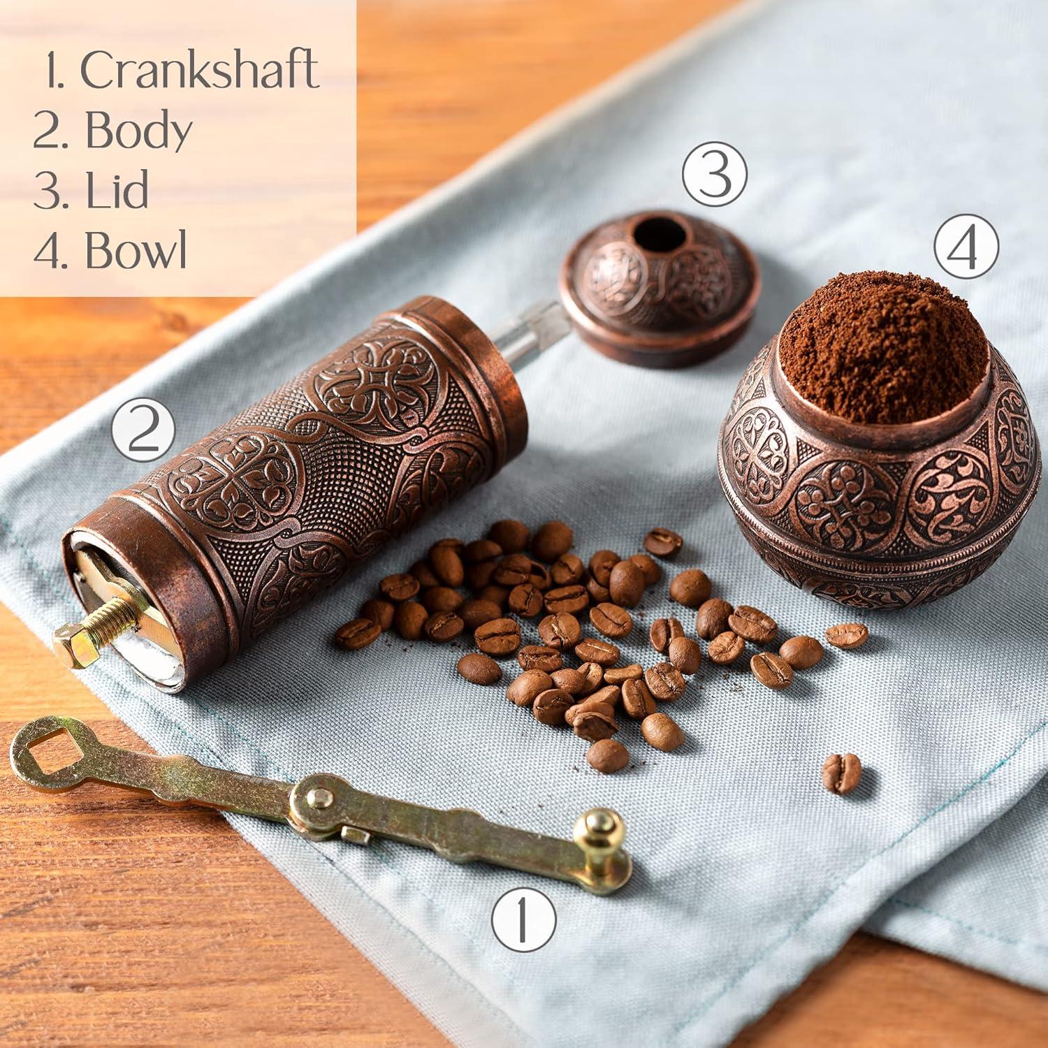 Molino de Café Manual Crystalia Cobre Antiguo Ajustable