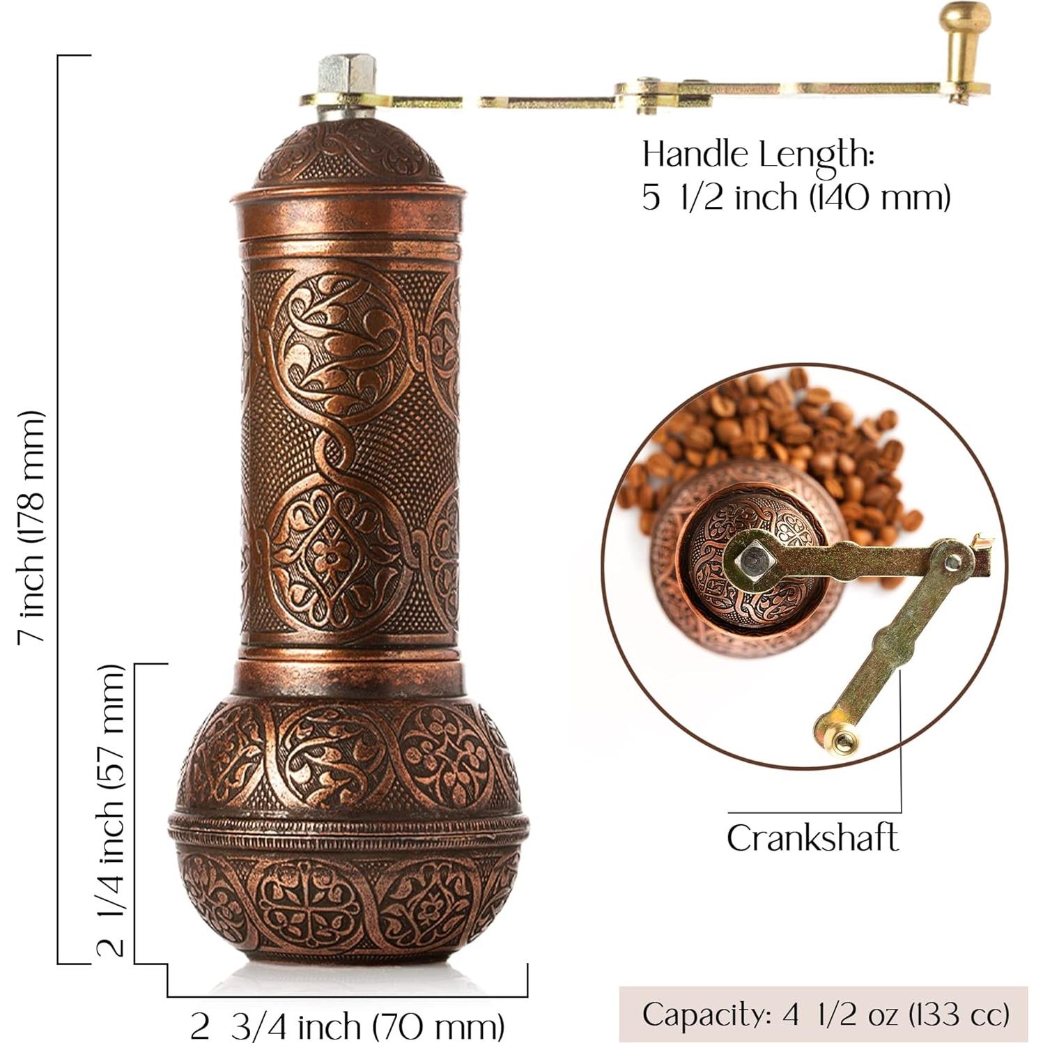 Molino de Café Manual Crystalia Cobre Antiguo Ajustable