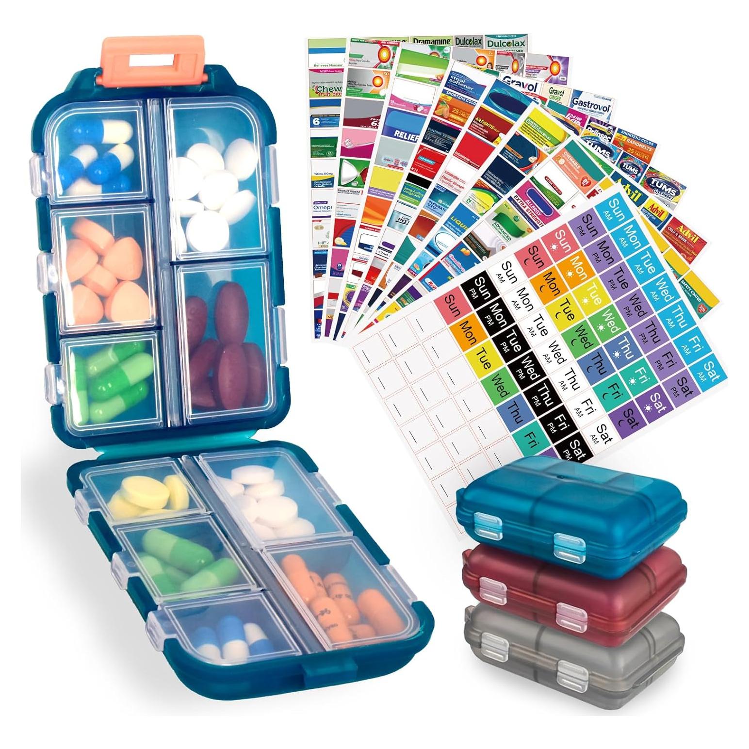 Estuche Organizador de Pastillas CUALFEC 3 Paquetes 10 Compartimentos