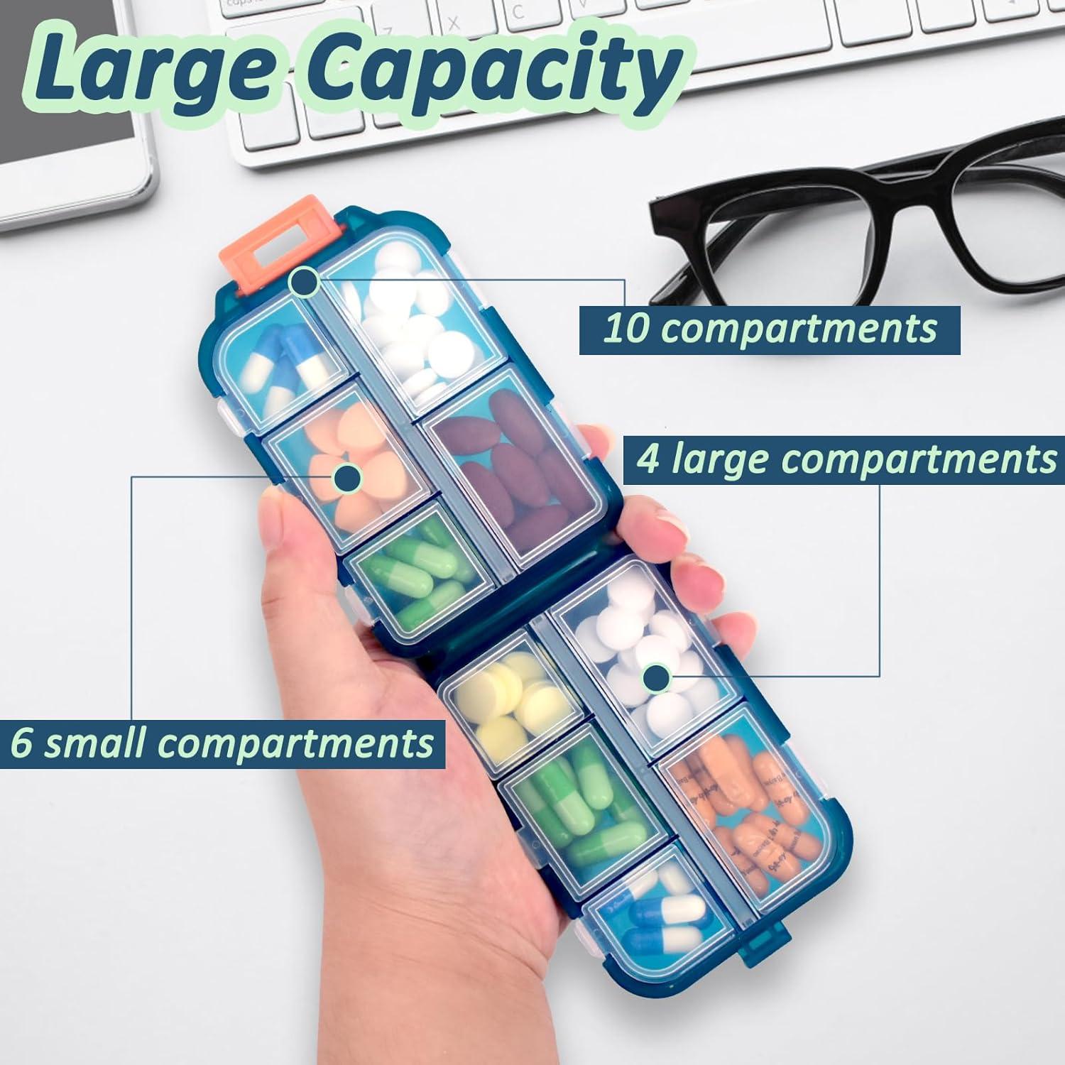 Estuche Organizador de Pastillas CUALFEC 3 Paquetes 10 Compartimentos