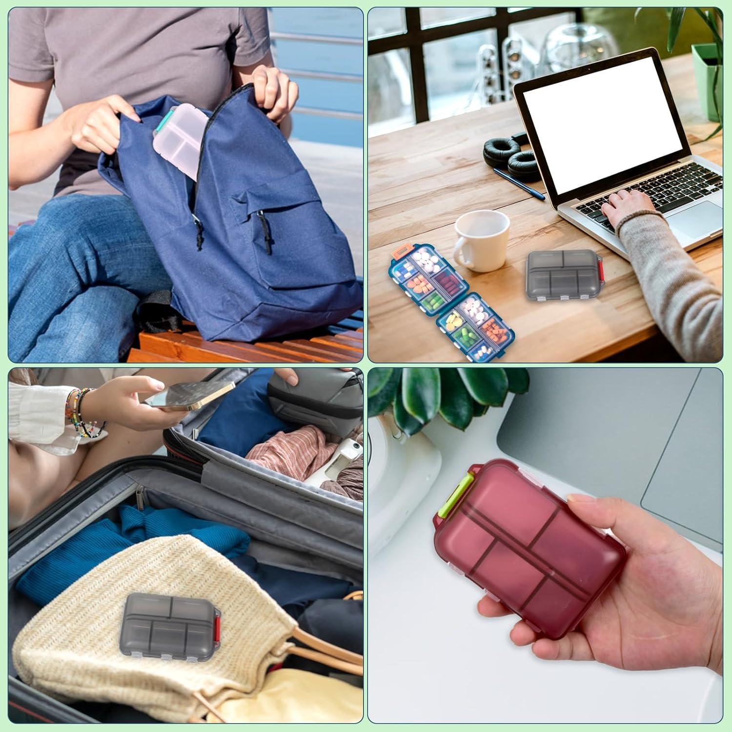 Estuche Organizador de Pastillas CUALFEC 3 Paquetes 10 Compartimentos