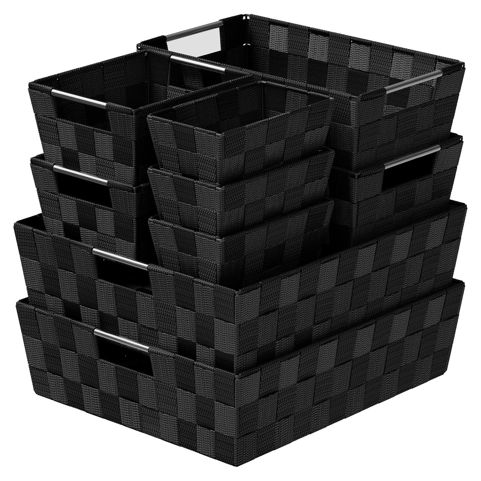 Set de 9 Cestas de Almacenamiento Neaterize Negras 30x35x10 cm