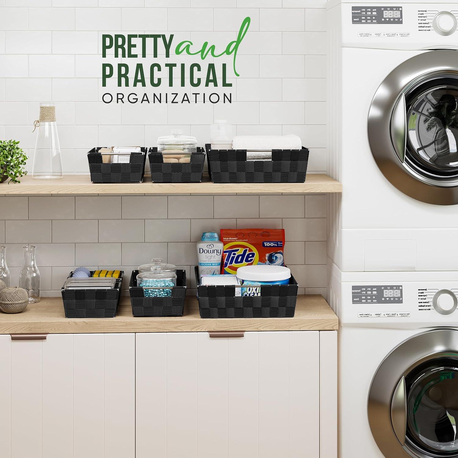 Set de 9 Cestas de Almacenamiento Neaterize Negras 30x35x10 cm