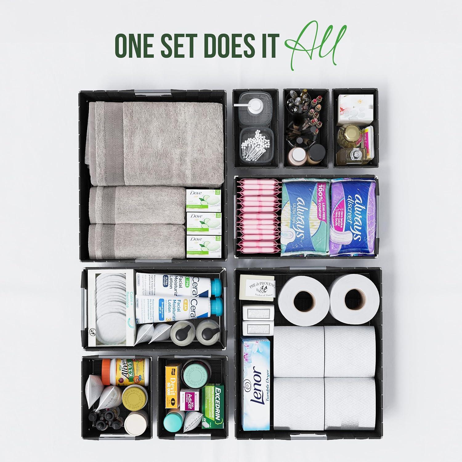 Set de 9 Cestas de Almacenamiento Neaterize Negras 30x35x10 cm