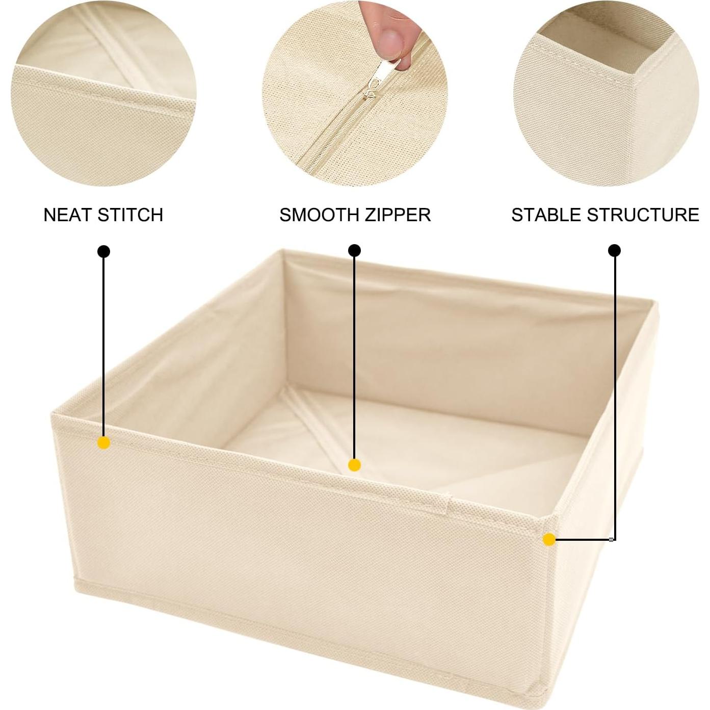 6 Organizadores de Cajones Telycummy Beige Plegables 42x13 cm