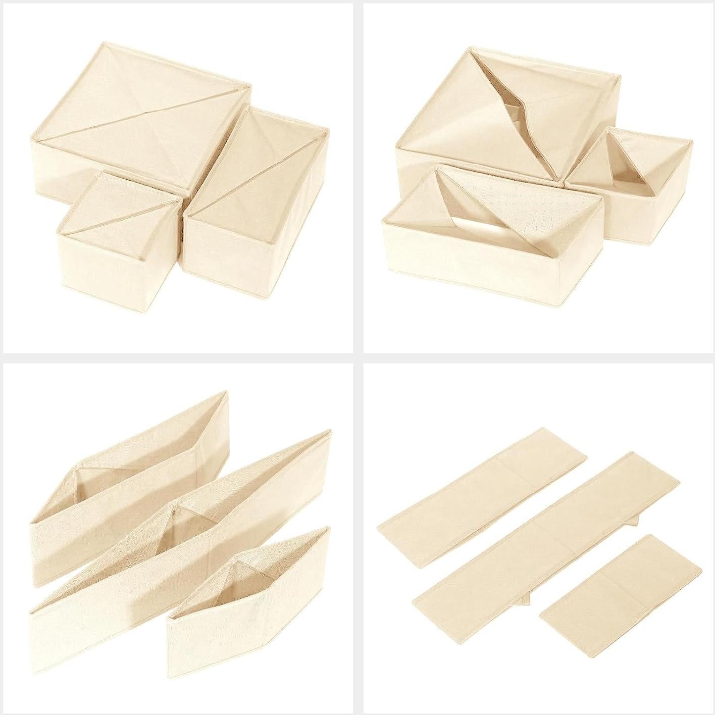 6 Organizadores de Cajones Telycummy Beige Plegables 42x13 cm