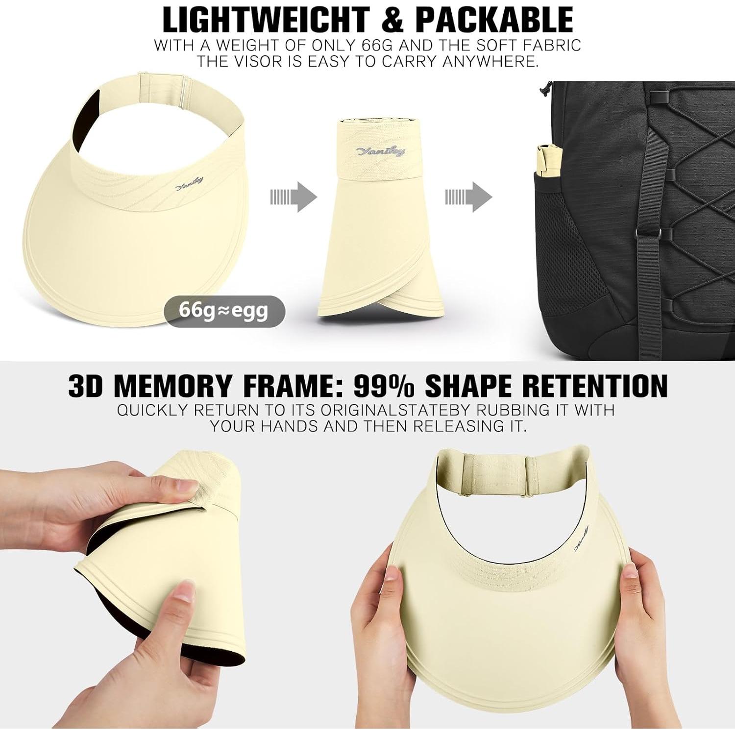 Visera de Sol YANIKY para Mujeres Ala Ancha UPF50+ Beige