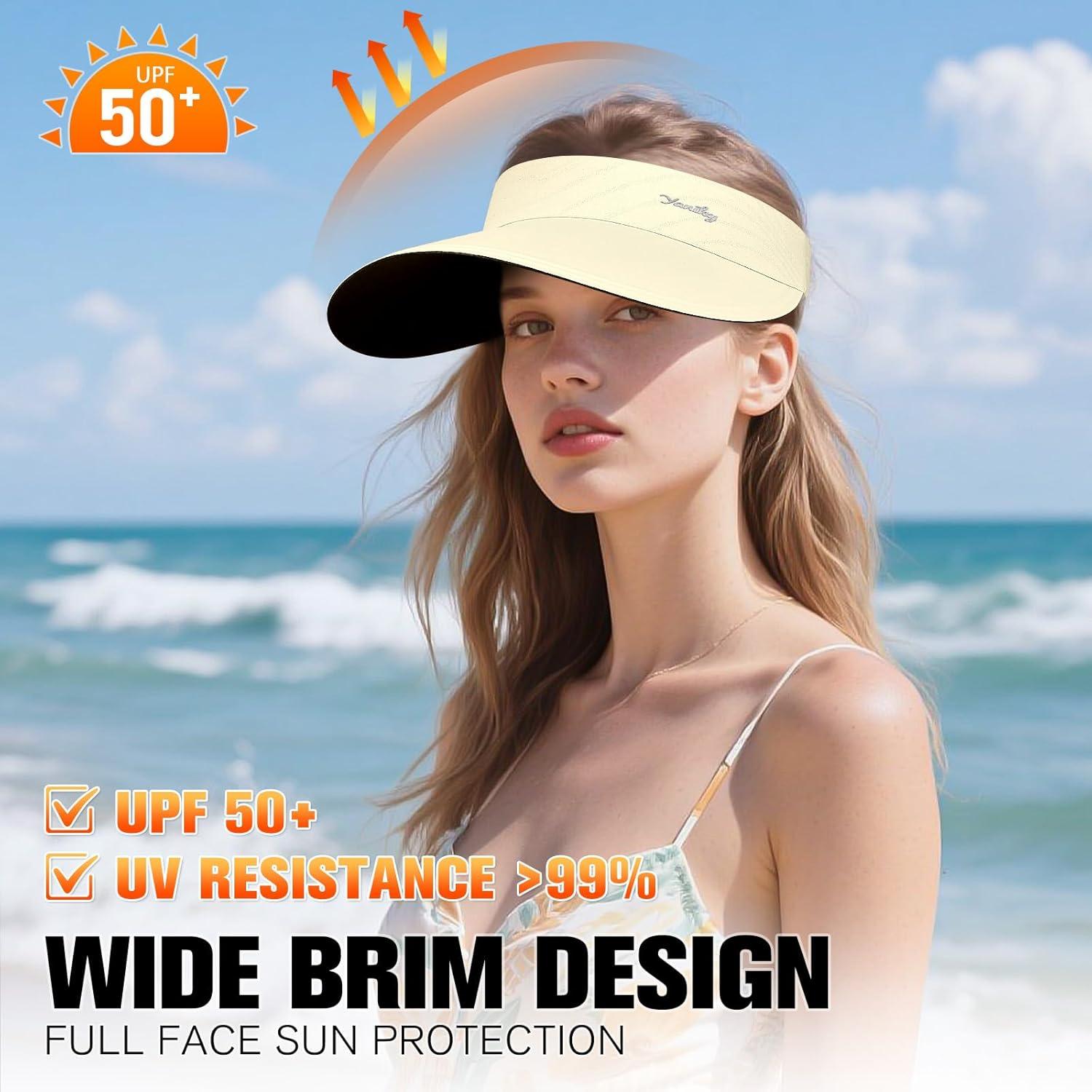 Visera de Sol YANIKY para Mujeres Ala Ancha UPF50+ Beige
