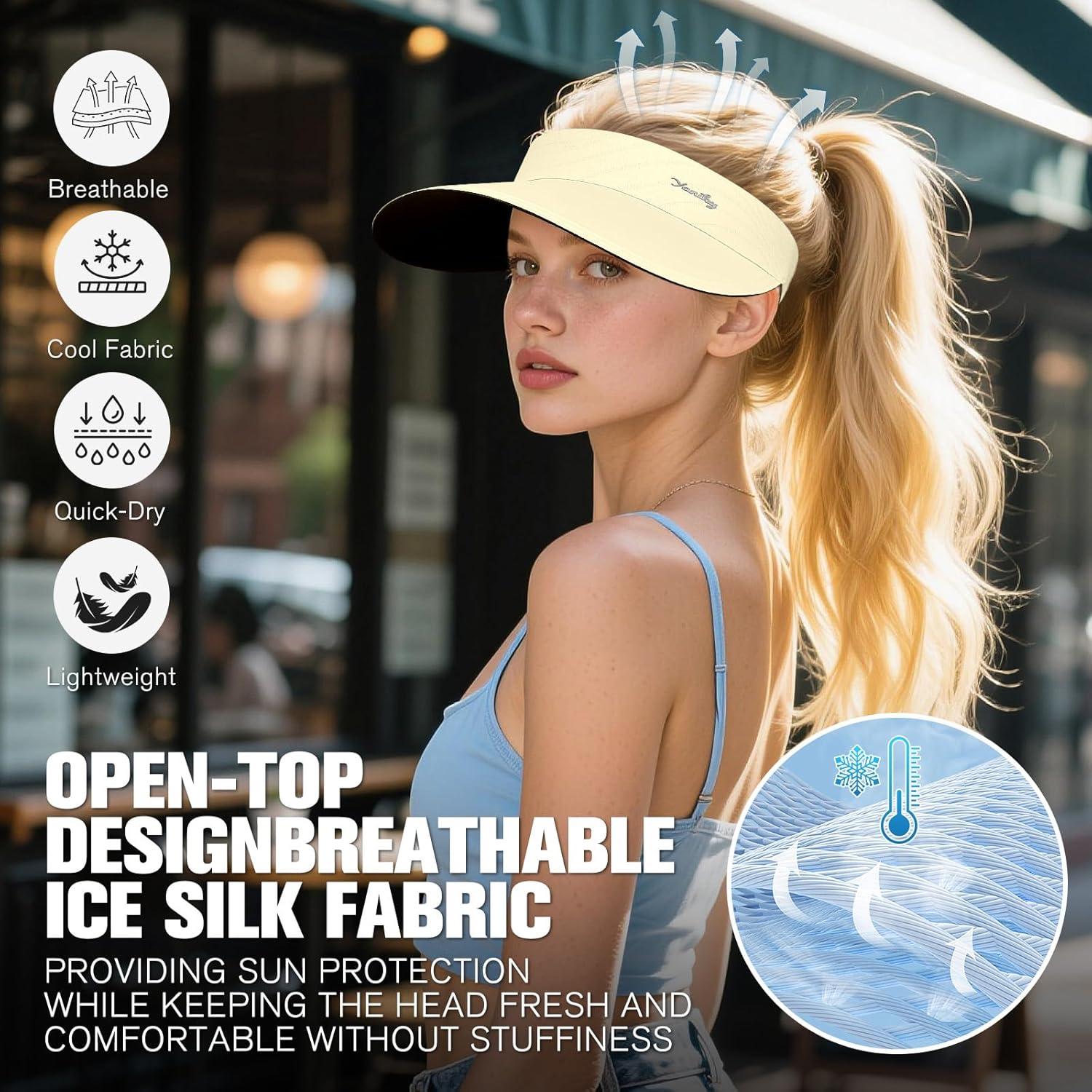 Visera de Sol YANIKY para Mujeres Ala Ancha UPF50+ Beige