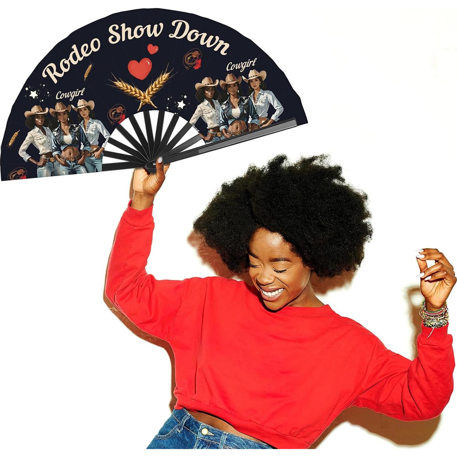 Abanico de mano Colorato 66 cm Plegable para Baile en Línea