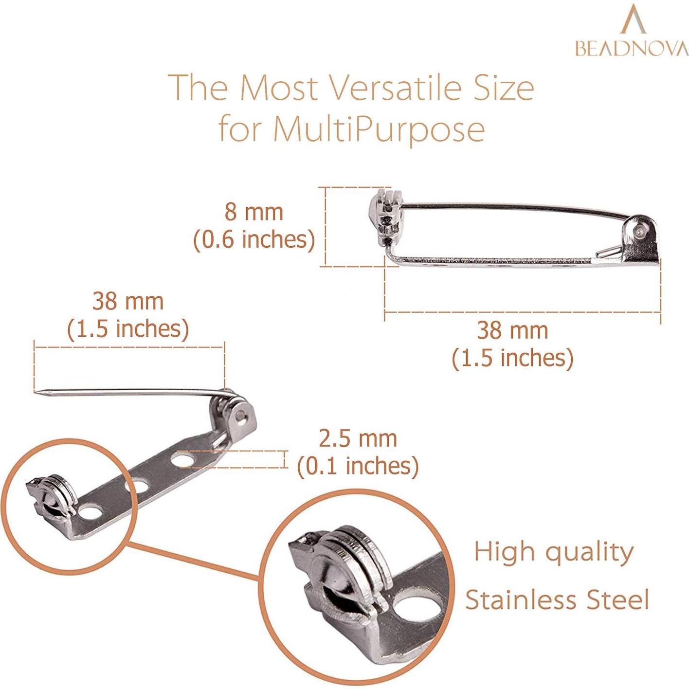 Pin de Bar Back BEADNOVA 120 Pcs 3.81 cm Color Plateado