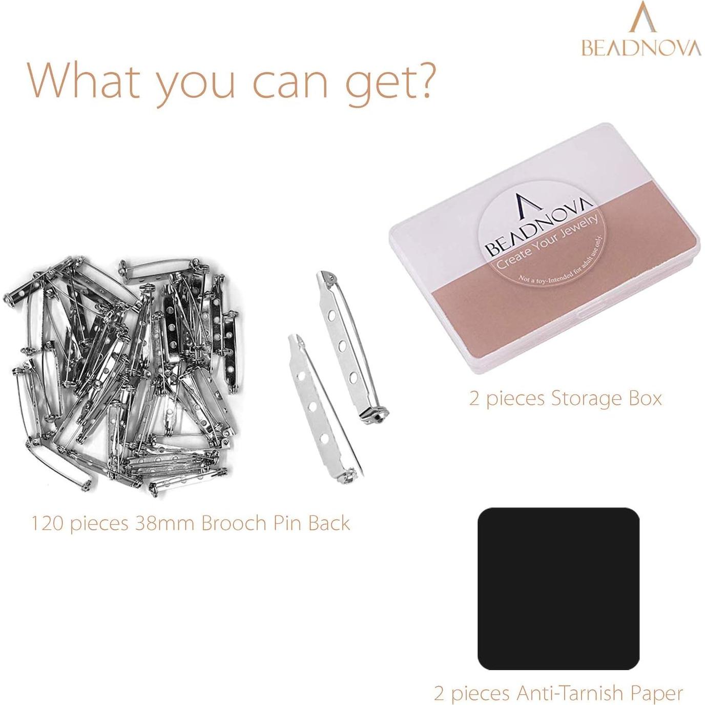Pin de Bar Back BEADNOVA 120 Pcs 3.81 cm Color Plateado