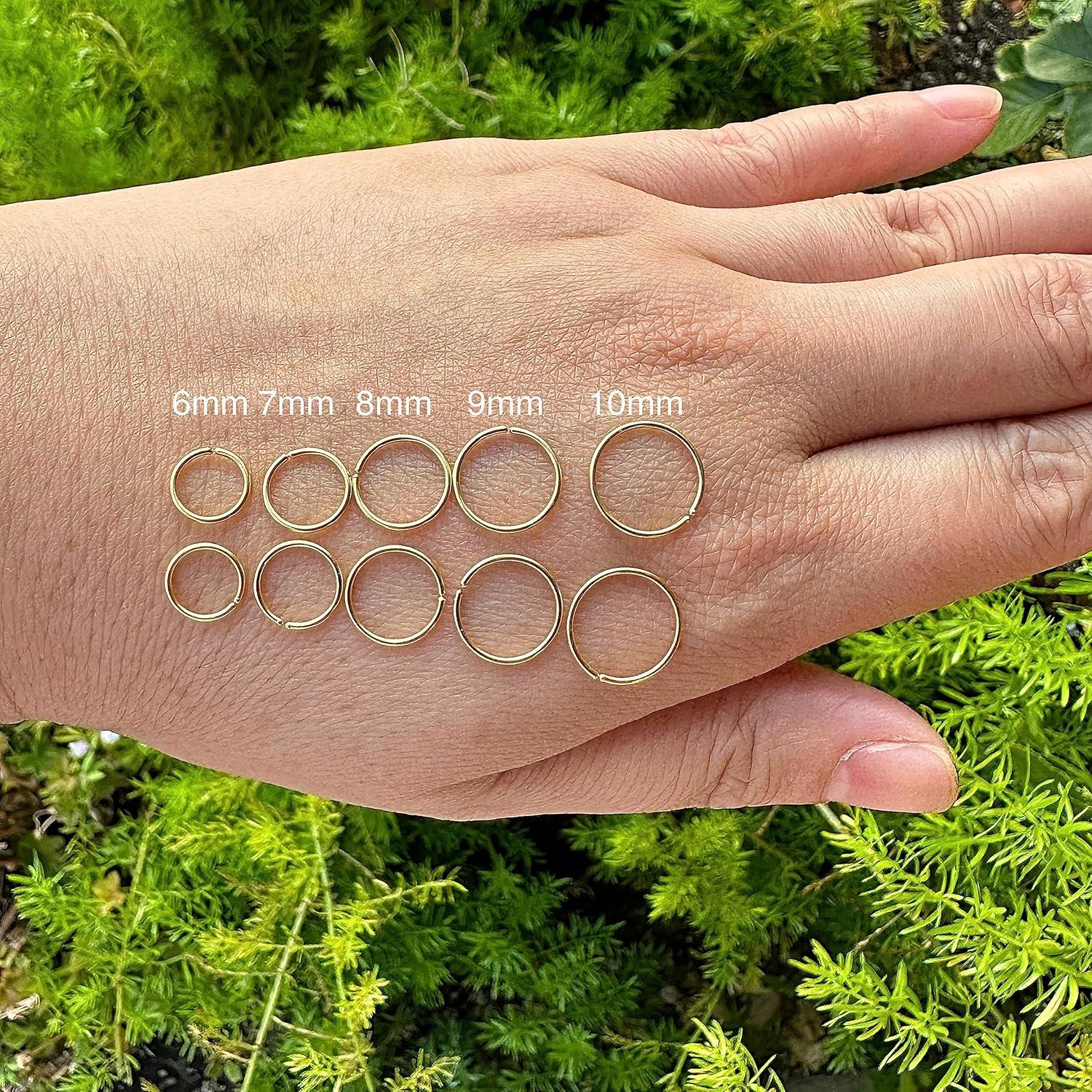 Juego de 10 Aros de Nariz de Plata Esterlina 925 Hipoalergénicos