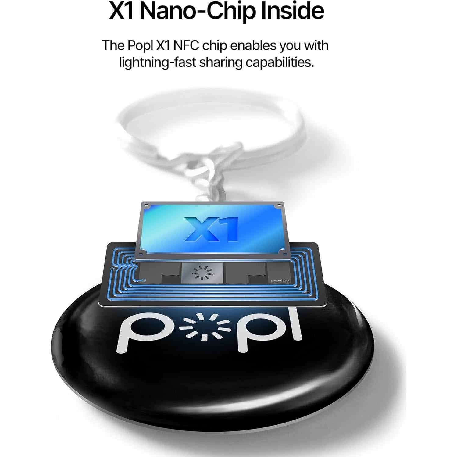 Tarjeta de Visita Digital Popl Keychain NFC - QR Negro - 18g