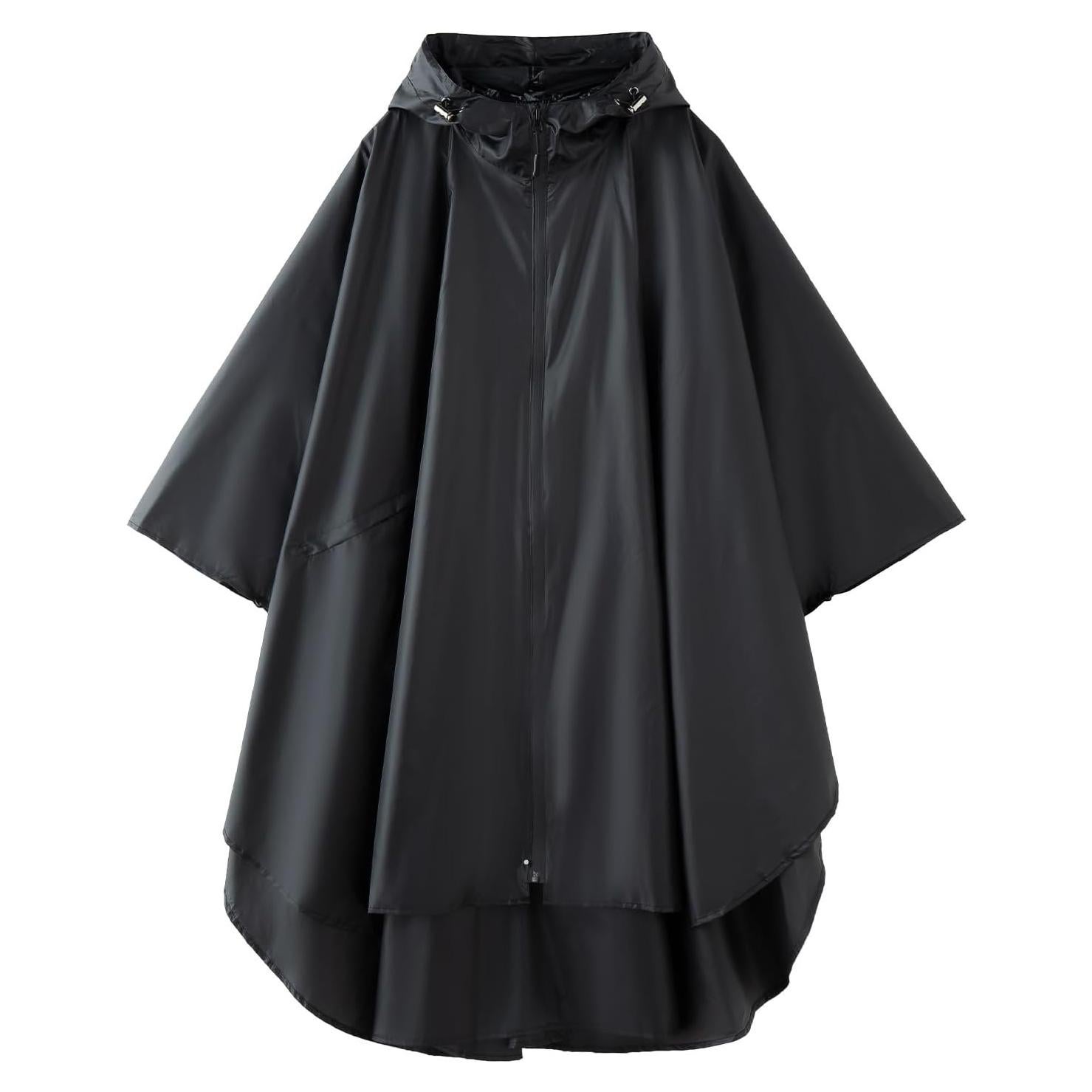 Capa Impermeable Poncho Unisex Adulto con Capucha - Negro