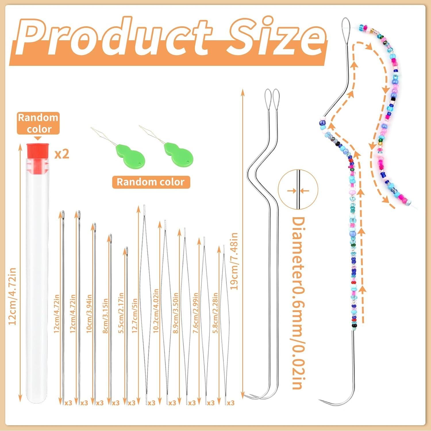 GarfxG 36 Pcs Beading Needles Set Include Bead Spinner Needles, Big Eye Seed Beading Needles, Straight Beading Needles and Threading Device, Beading & Sequin Embroidery Crafting DIY, Silver