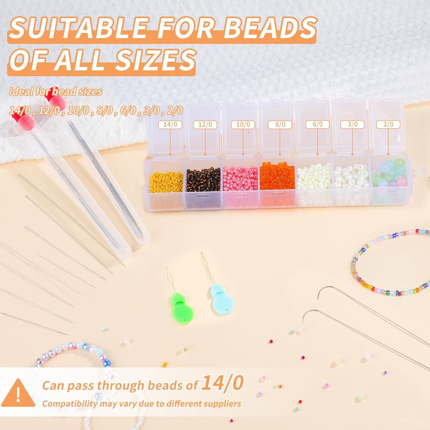 GarfxG 36 Pcs Beading Needles Set Include Bead Spinner Needles, Big Eye Seed Beading Needles, Straight Beading Needles and Threading Device, Beading & Sequin Embroidery Crafting DIY, Silver