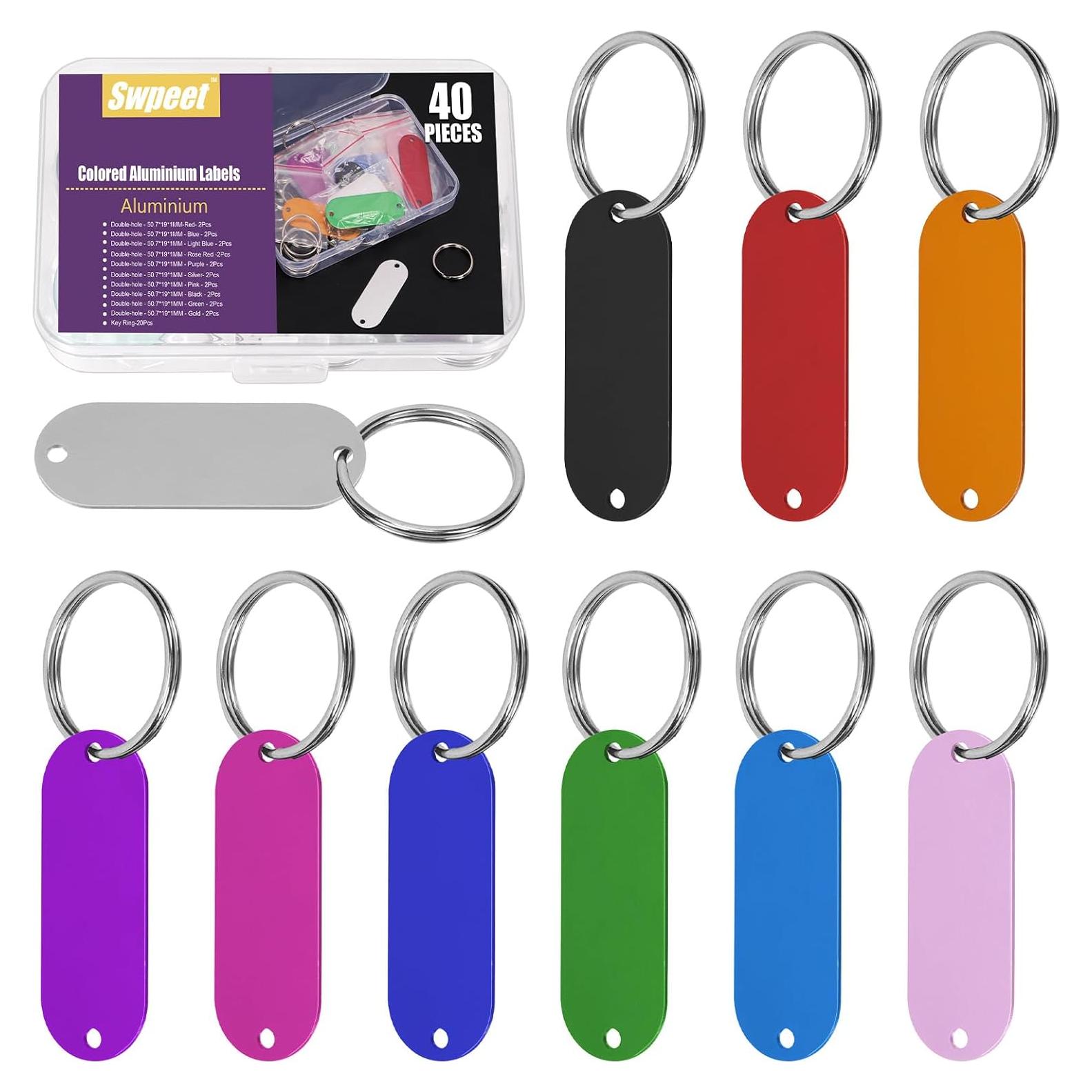 Kit de Etiquetas de Aluminio Swpeet 40Pcs 10 Colores 5.08x2.9cm