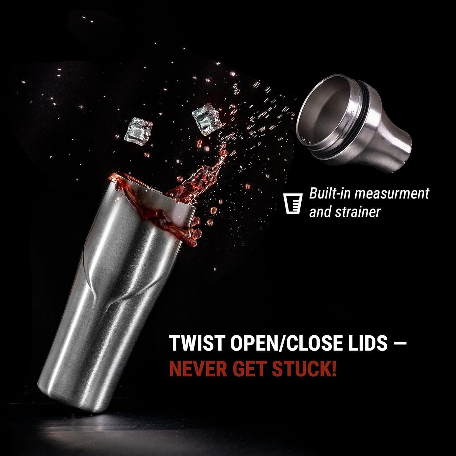 Shaker de cóctel Lexenic Mariposa Gris 355ml Doble Pared