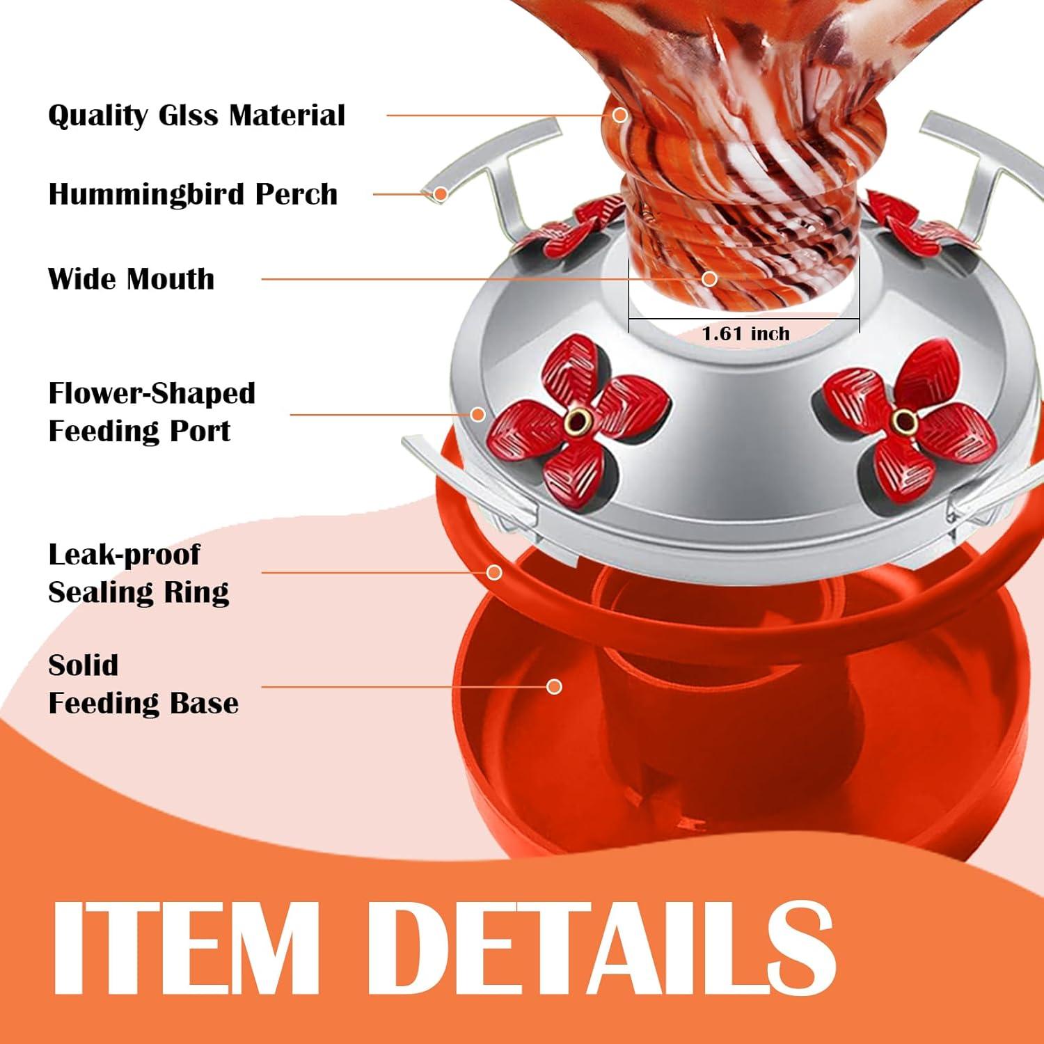 Alimentador de Colibrí de Vidrio Ruiyi Tim 0.75L con Moat