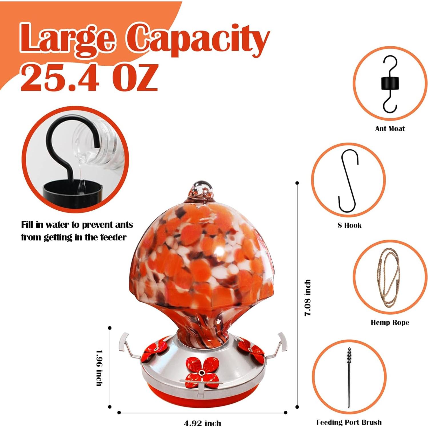 Alimentador de Colibrí de Vidrio Ruiyi Tim 0.75L con Moat