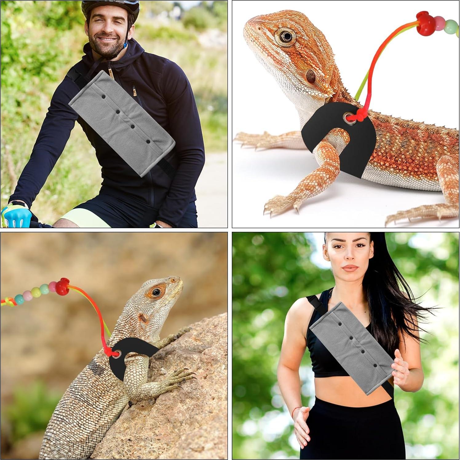 Transportador para Reptiles CUXFLS con Correa de Cuero Ajustable - Negro