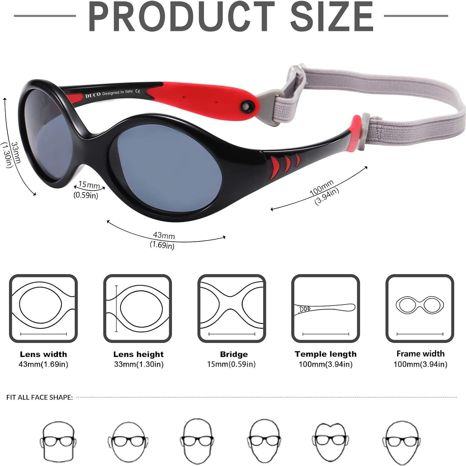 Gafas de sol DUCO K012 para bebés UV400 polarizadas con correa