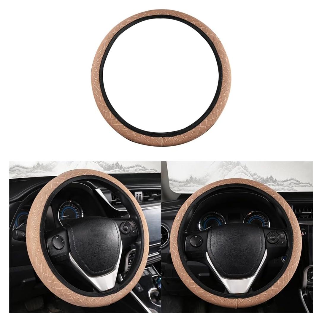 Cubierta de Volante KHGUZ 38 cm Beige Antideslizante Microfibra