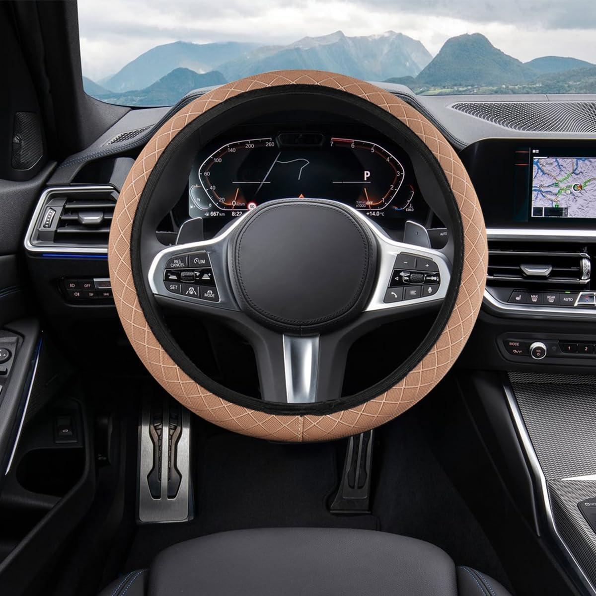 Cubierta de Volante KHGUZ 38 cm Beige Antideslizante Microfibra