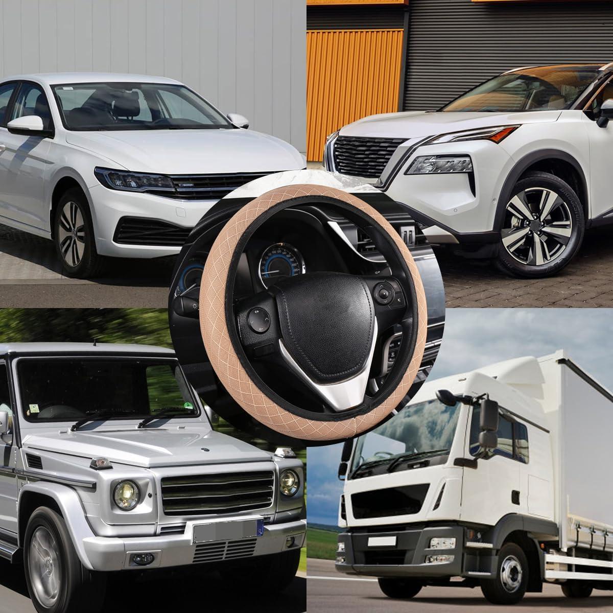 Cubierta de Volante KHGUZ 38 cm Beige Antideslizante Microfibra