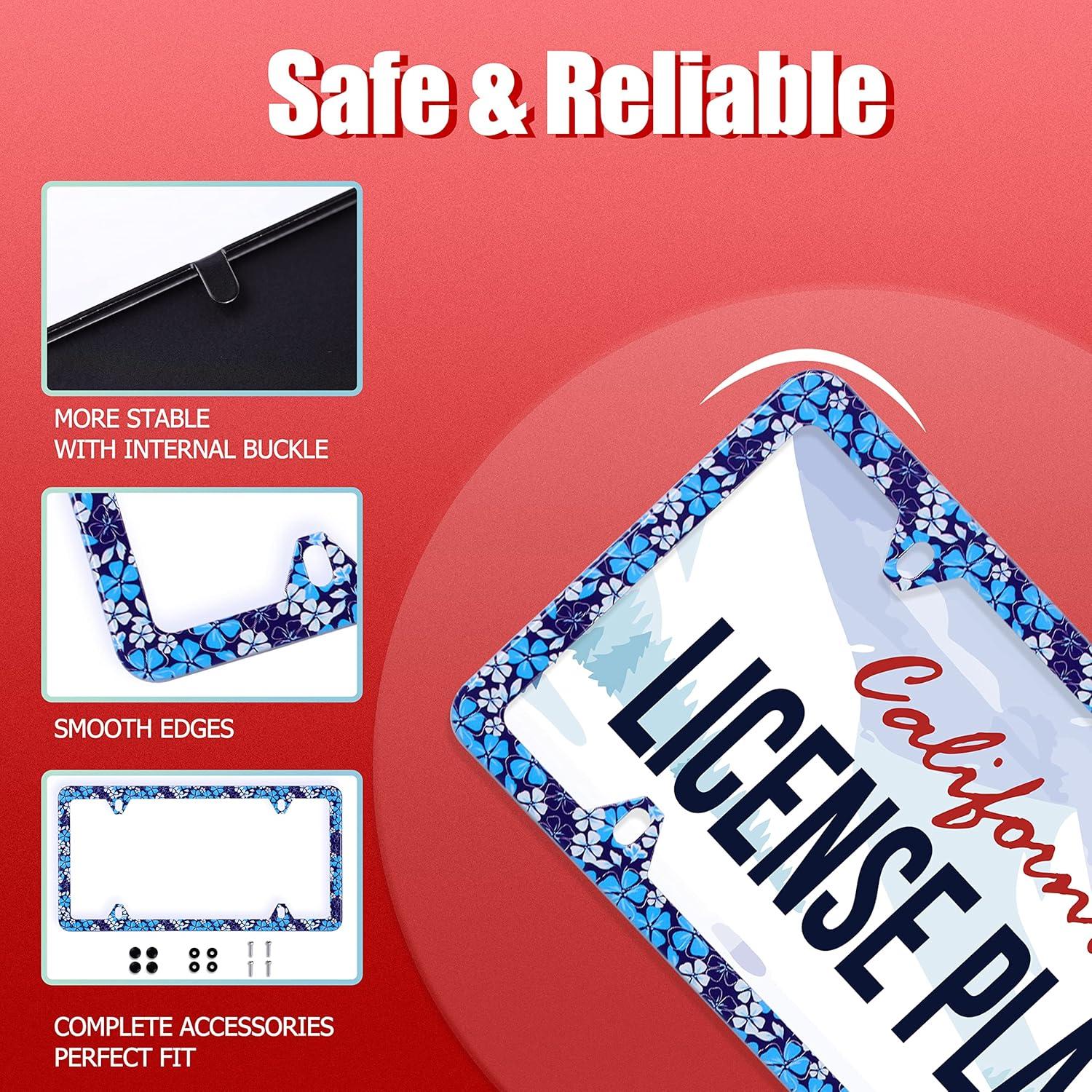 Marco de Placa de Licencia NINANMY Floral Hibisco Azul 31.2x16cm