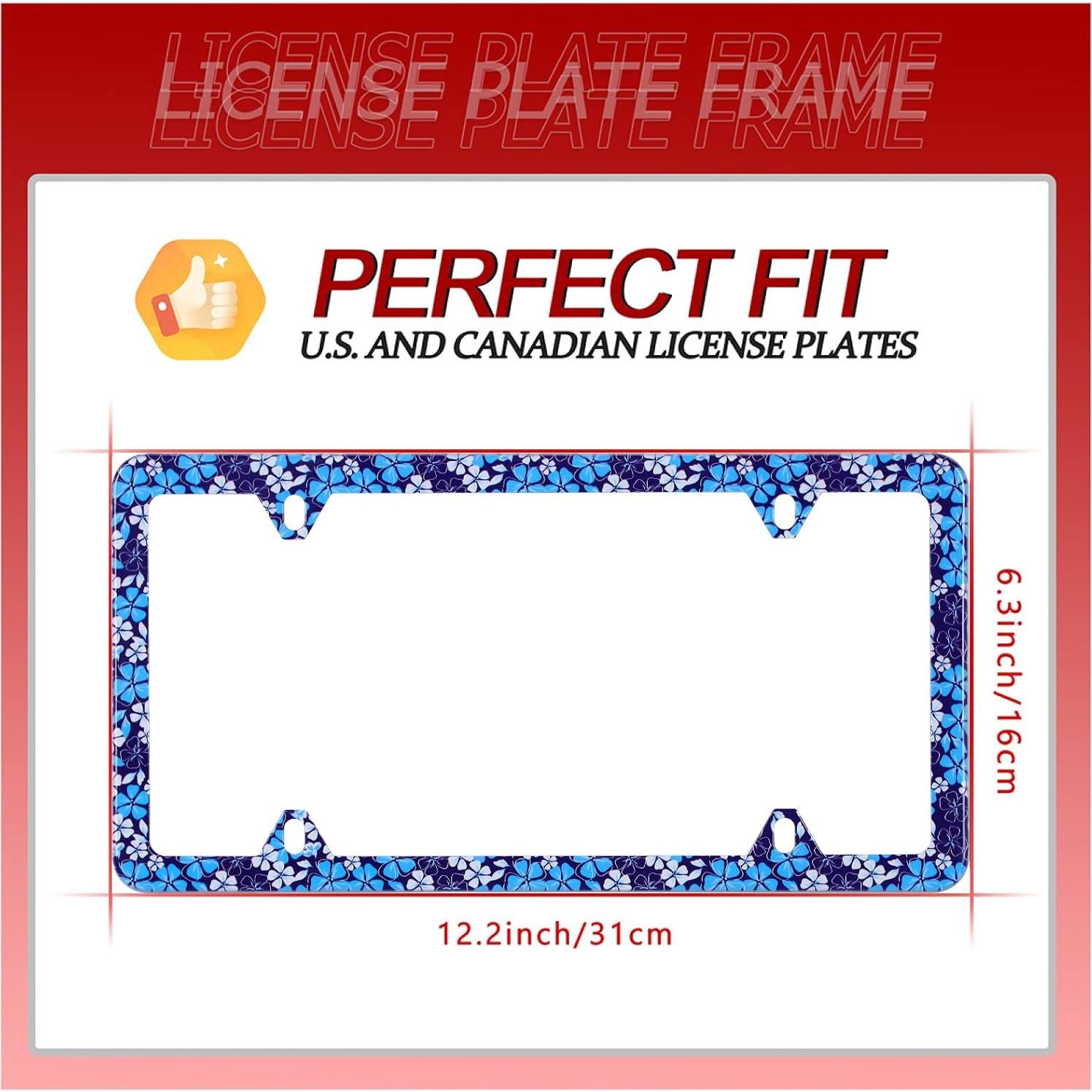 Marco de Placa de Licencia NINANMY Floral Hibisco Azul 31.2x16cm