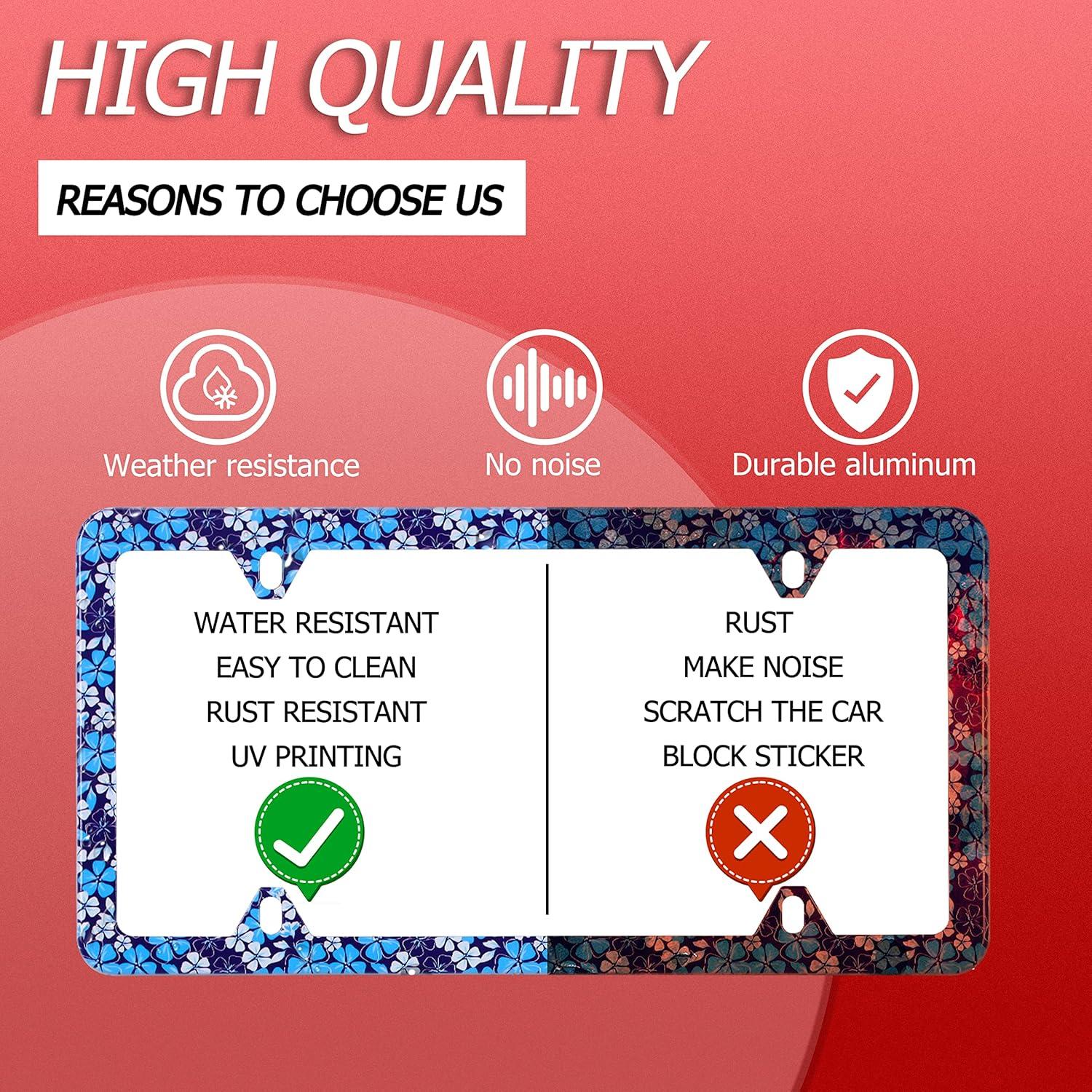 Marco de Placa de Licencia NINANMY Floral Hibisco Azul 31.2x16cm