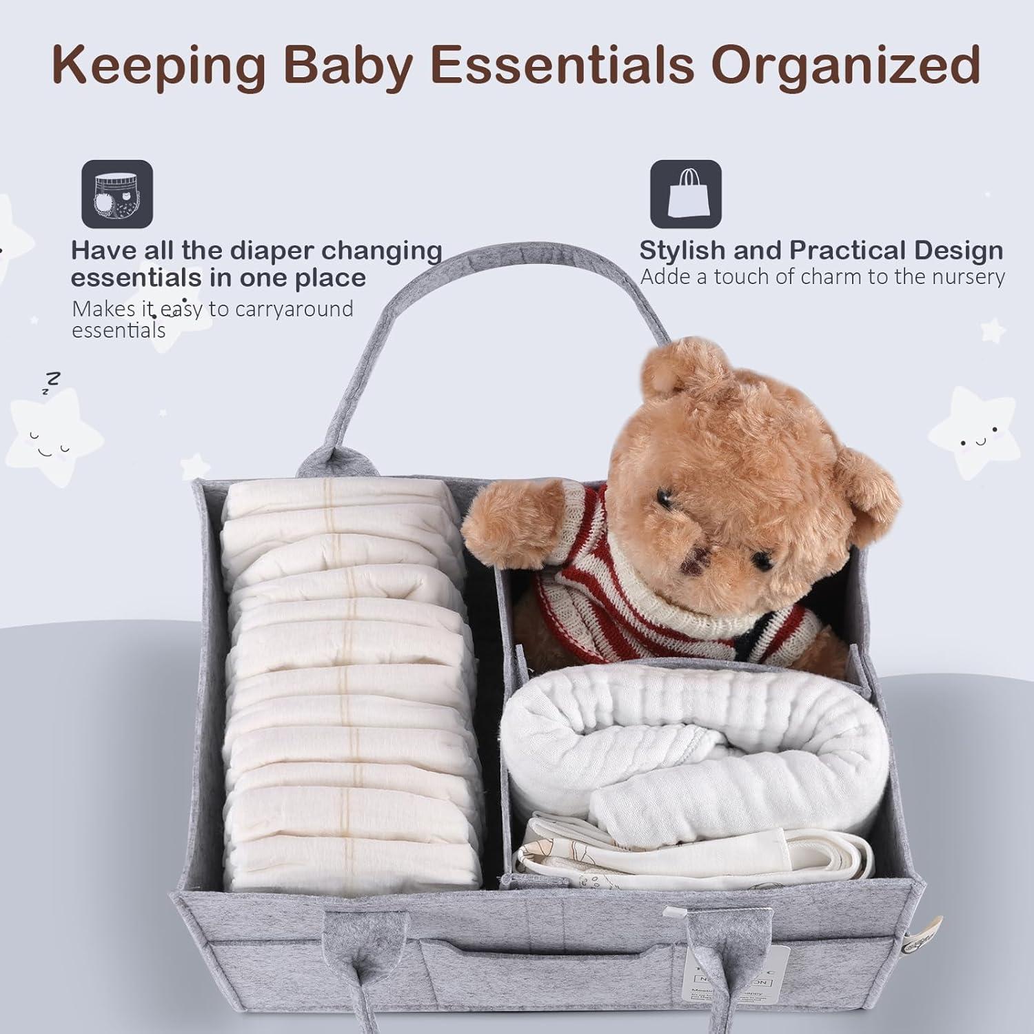 Cesta para Pañales de Bebé Tuyeabc Gris Plegable 35.1 cm