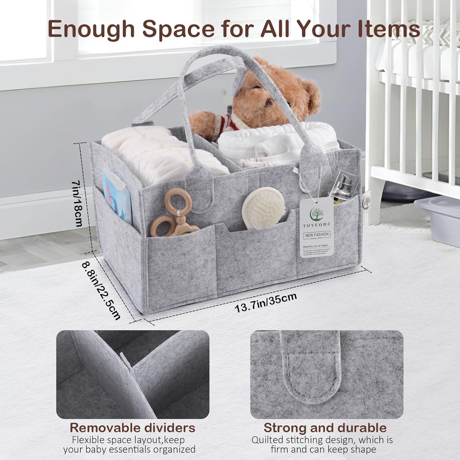 Cesta para Pañales de Bebé Tuyeabc Gris Plegable 35.1 cm