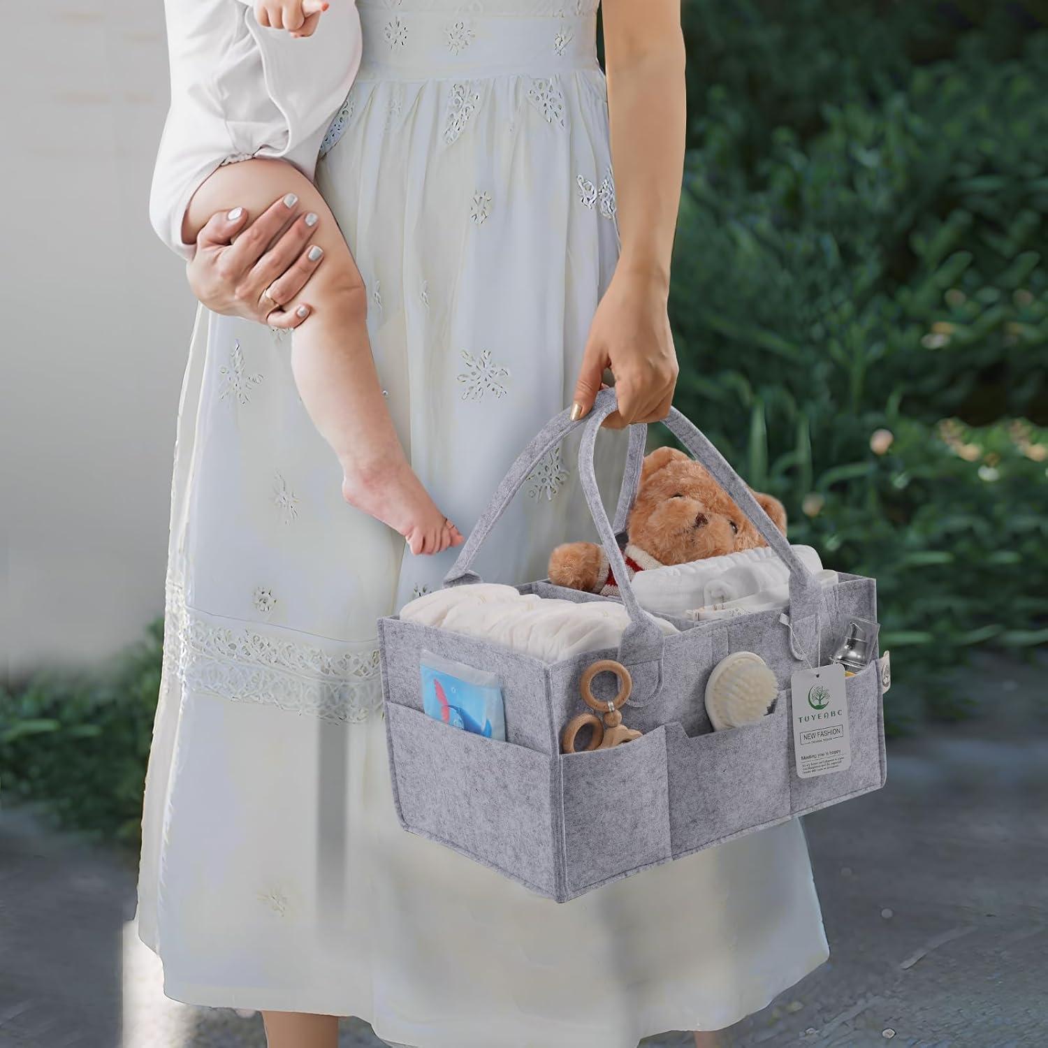 Cesta para Pañales de Bebé Tuyeabc Gris Plegable 35.1 cm