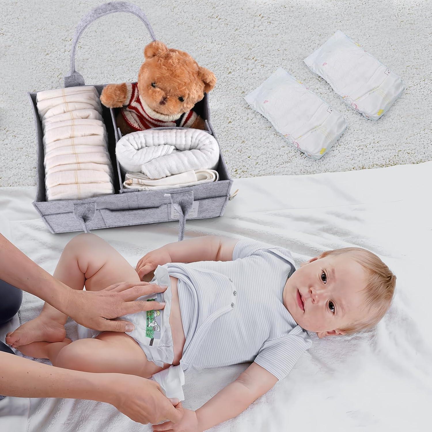 Cesta para Pañales de Bebé Tuyeabc Gris Plegable 35.1 cm