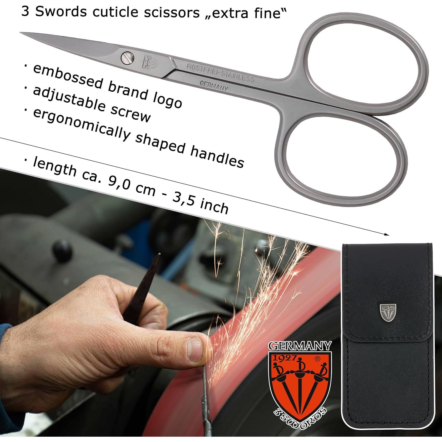 Tijeras de Cutícula 3 Espadas Alemania - Acero Inoxidable con Estuche