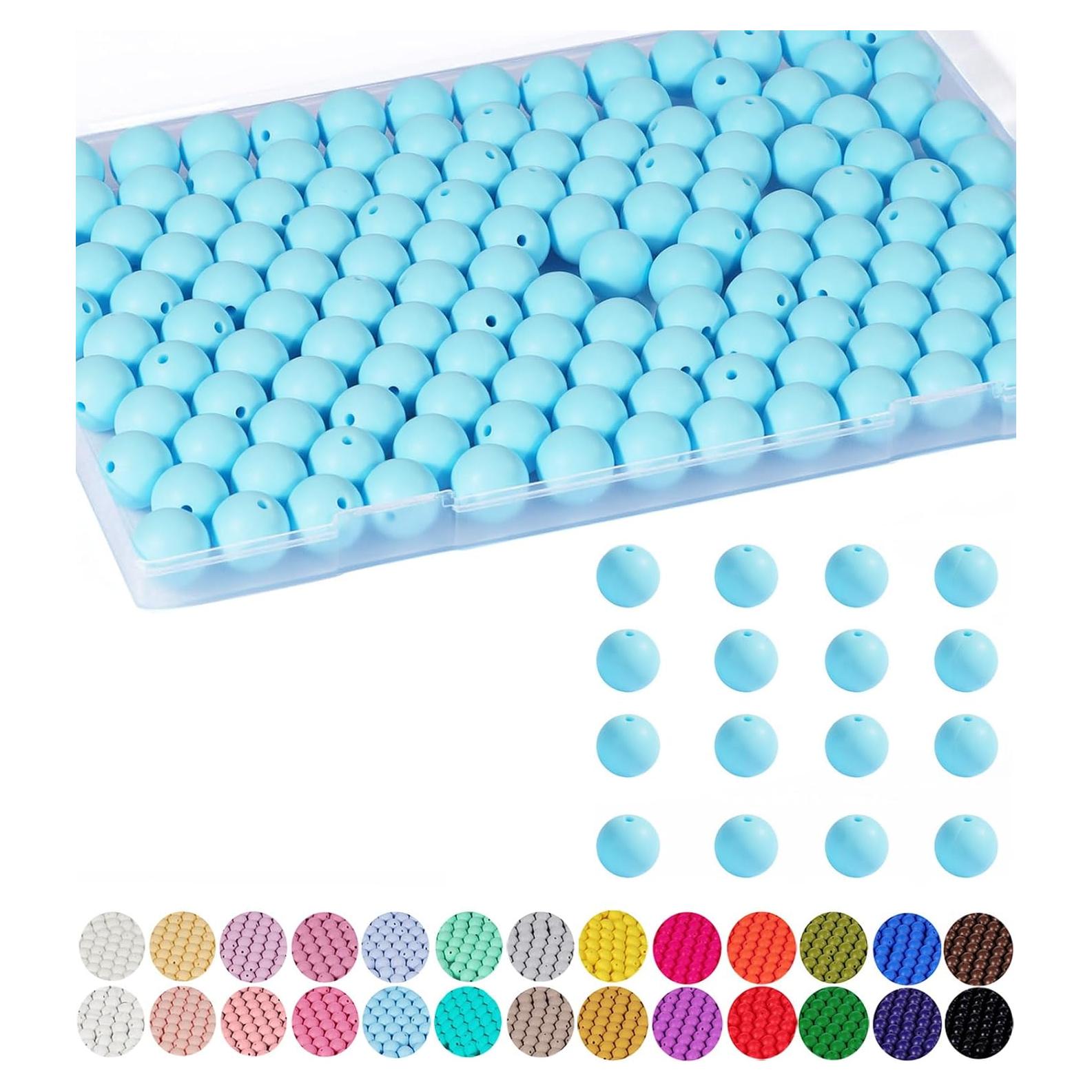 140 Cuentas de Silicona 15mm Anjpuy Azul Bebé para Bricolaje