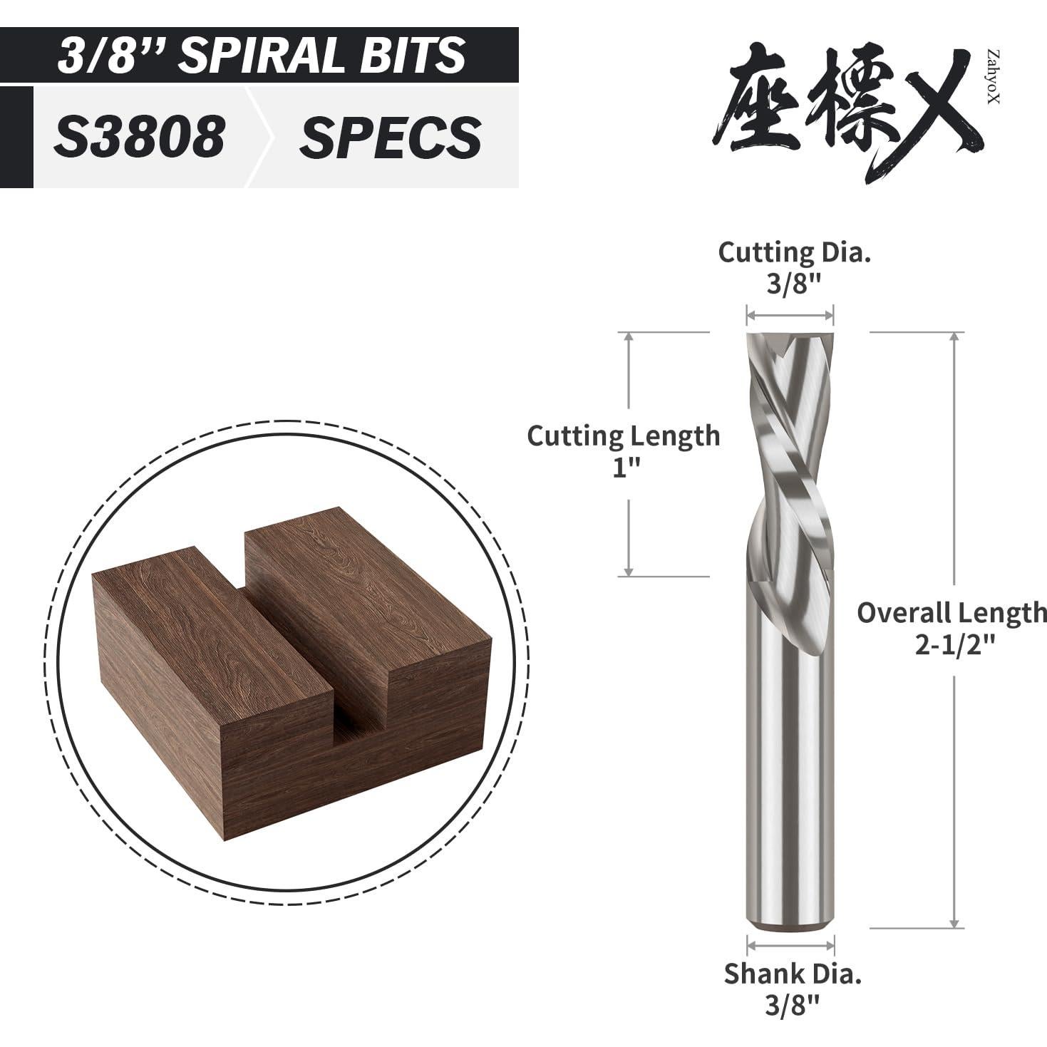 Fresa CNC Inversa ZahyoX 9.53mm 2 Flautas Carburo Tungsteno