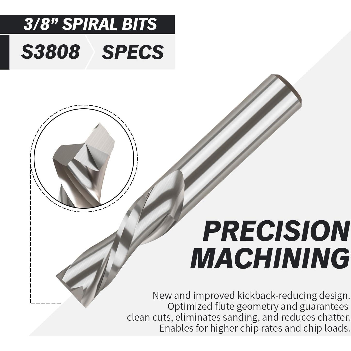 Fresa CNC Inversa ZahyoX 9.53mm 2 Flautas Carburo Tungsteno