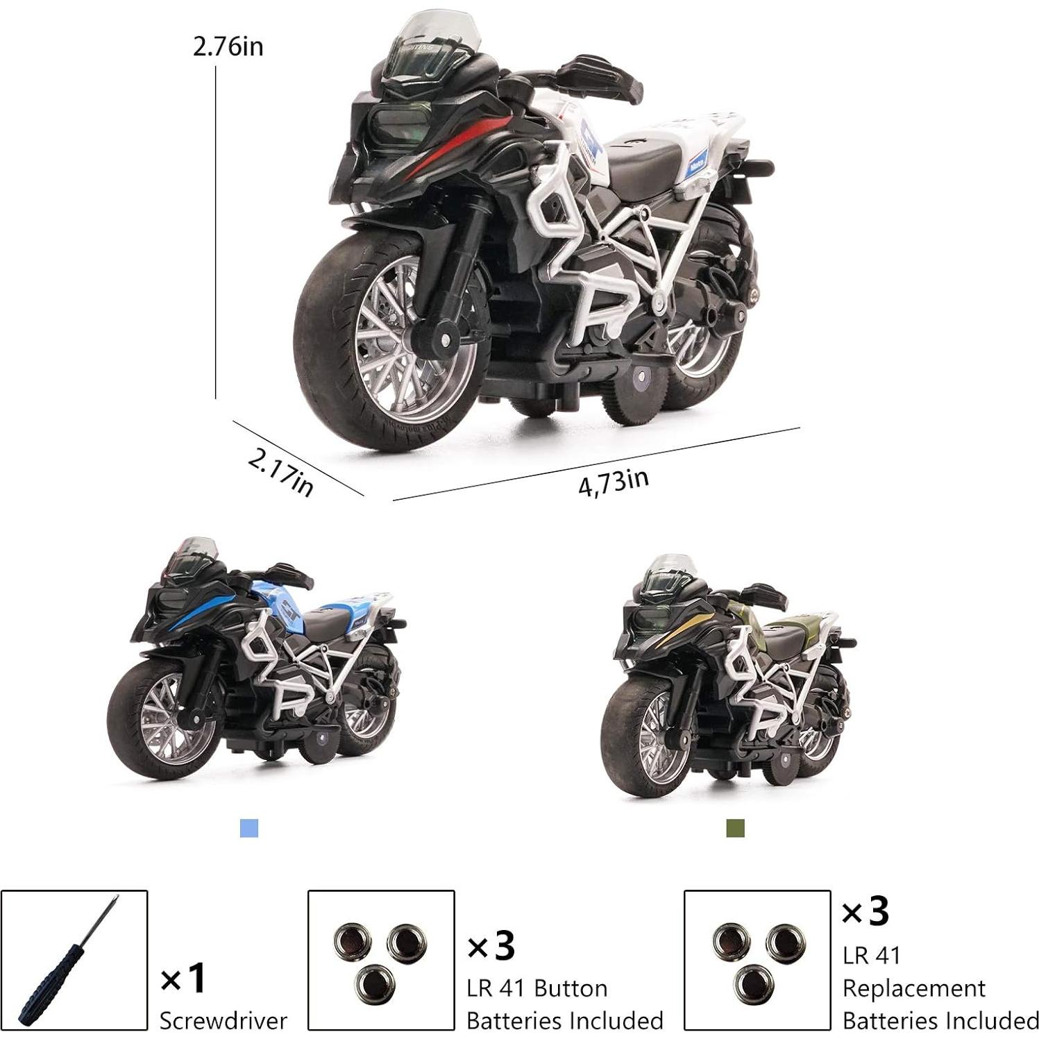 Juguete de Motocicleta Diecast MING YING 12cm Luz y Sonido