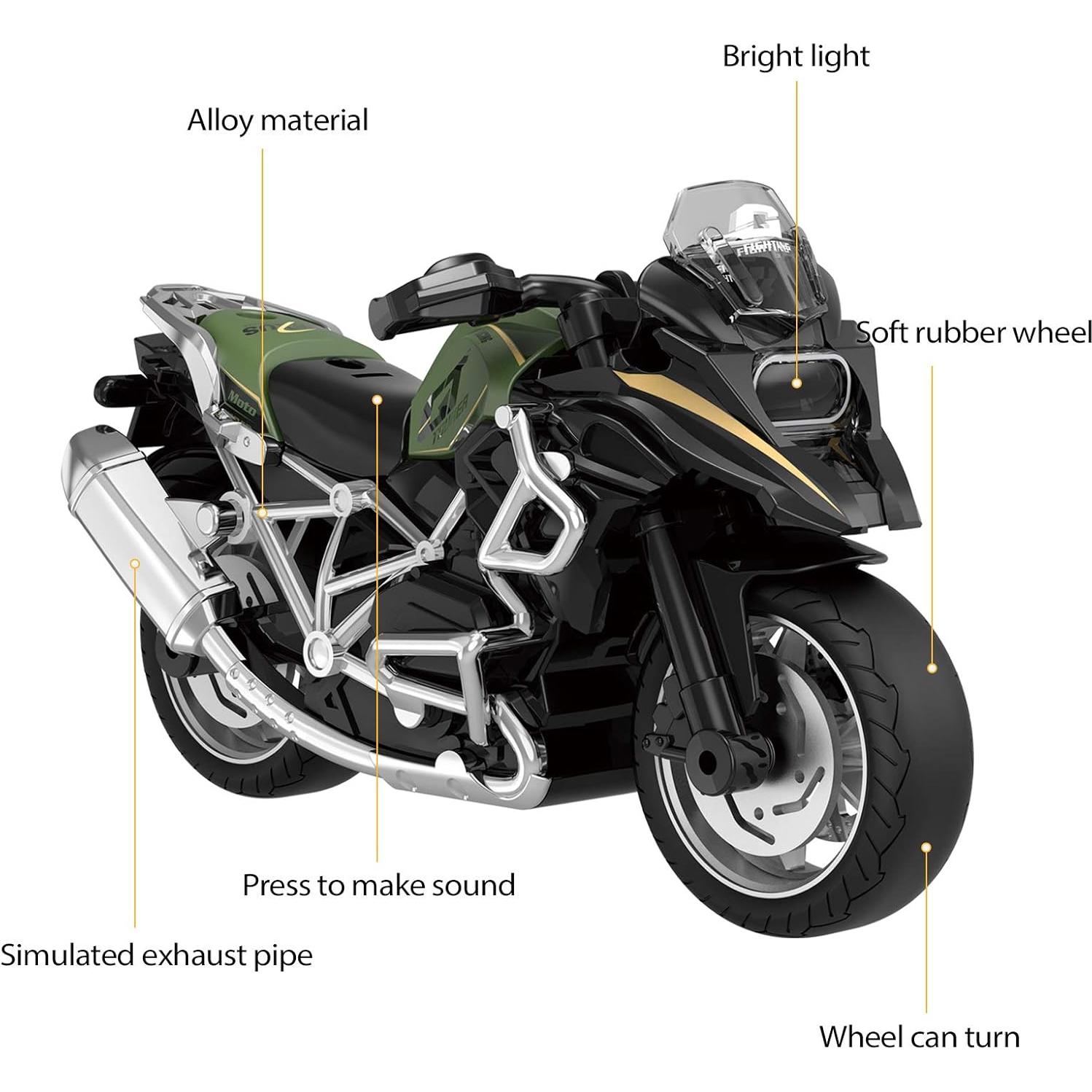 Juguete de Motocicleta Diecast MING YING 12cm Luz y Sonido