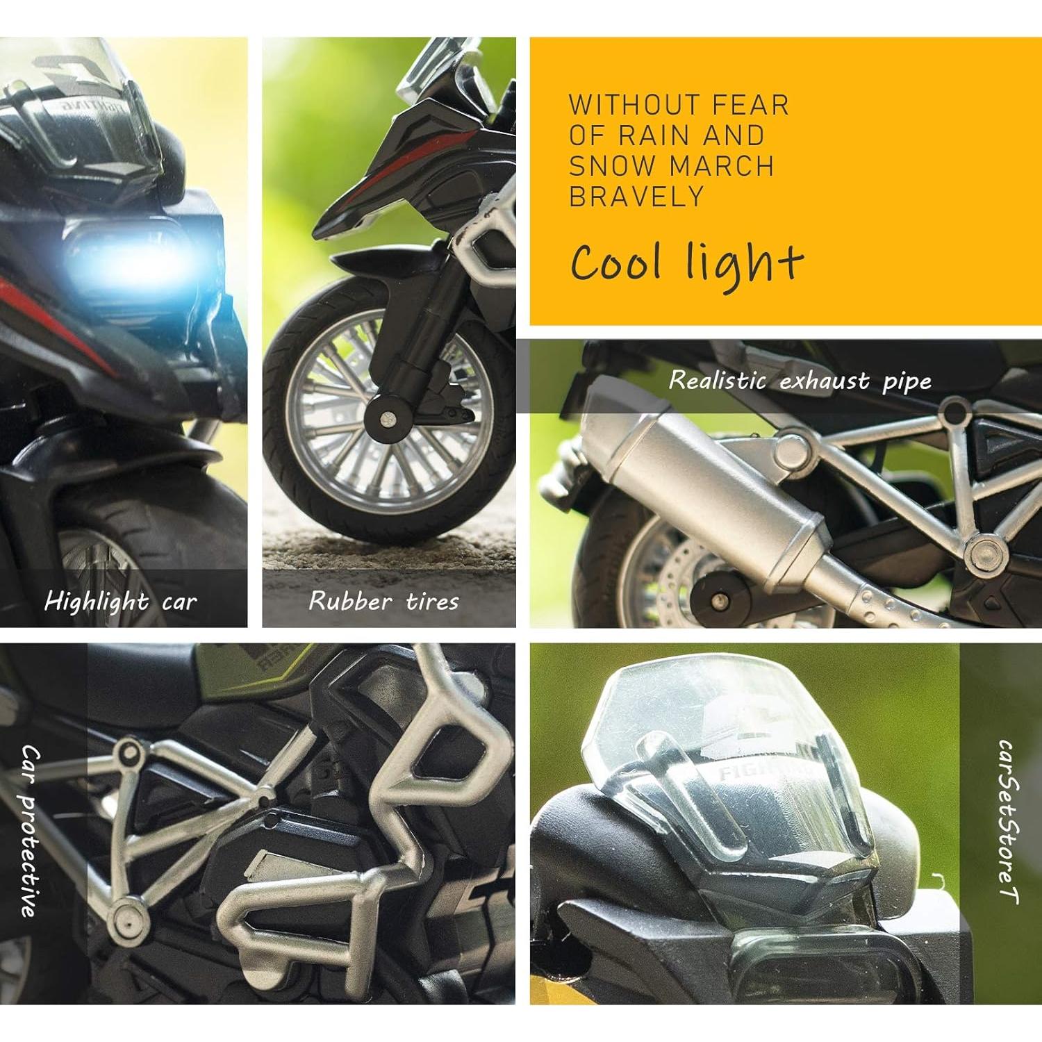 Juguete de Motocicleta Diecast MING YING 12cm Luz y Sonido