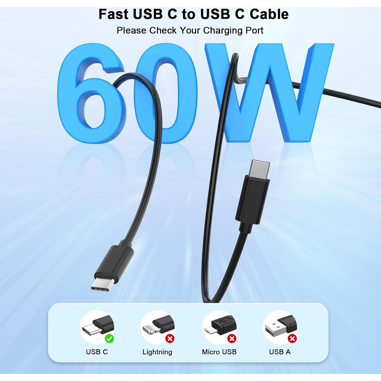 Cargador Rápido USB C 20W Matsusho con Cable 3m para iPhone