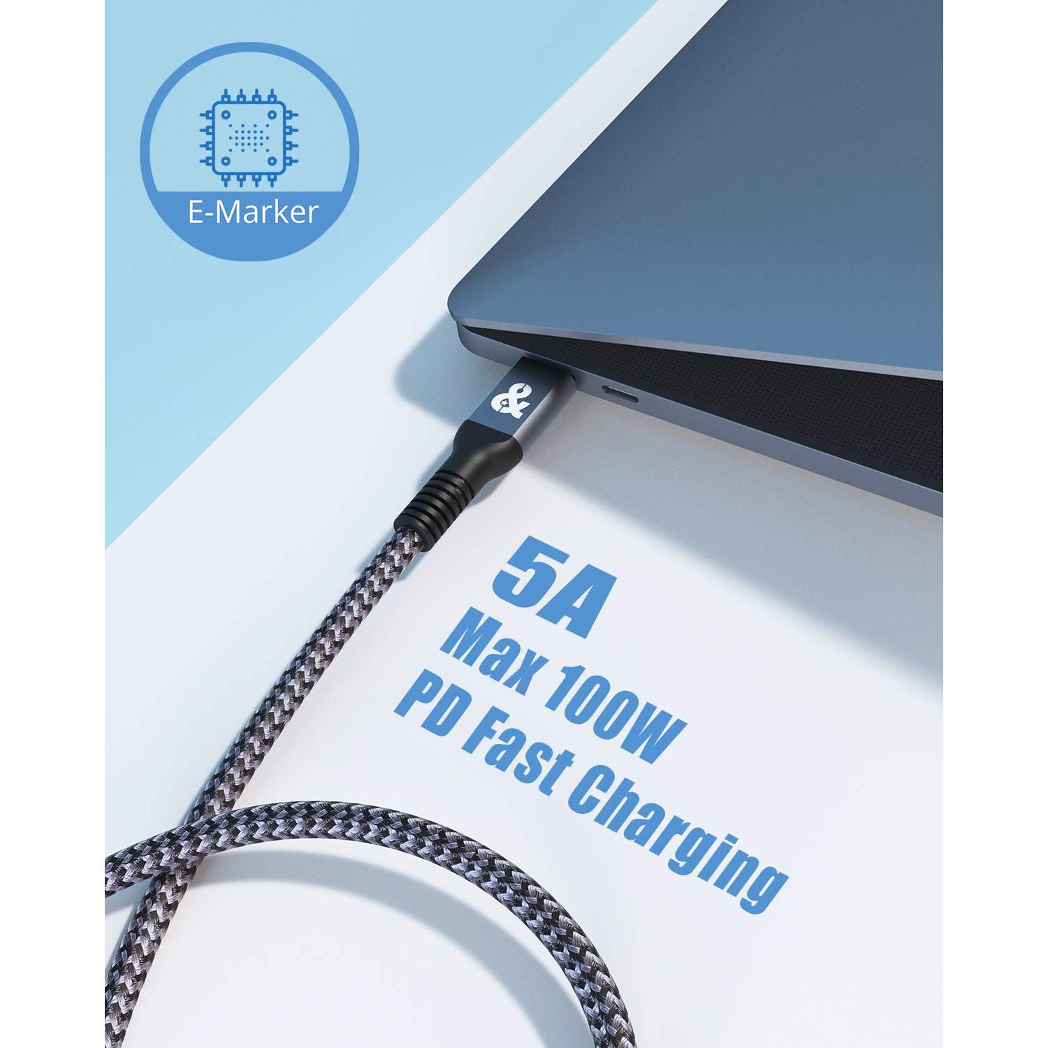 Cable USB C 3.1 Gen 2 1.0m ANDNOVA 20Gbps Carga Rápida 5A